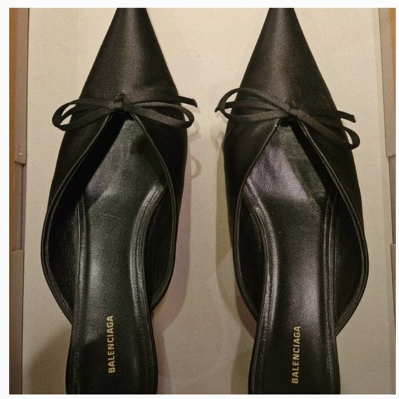 Authentic Balenciaga Knife Black Satin Mules 37 - Picture 1 of 8